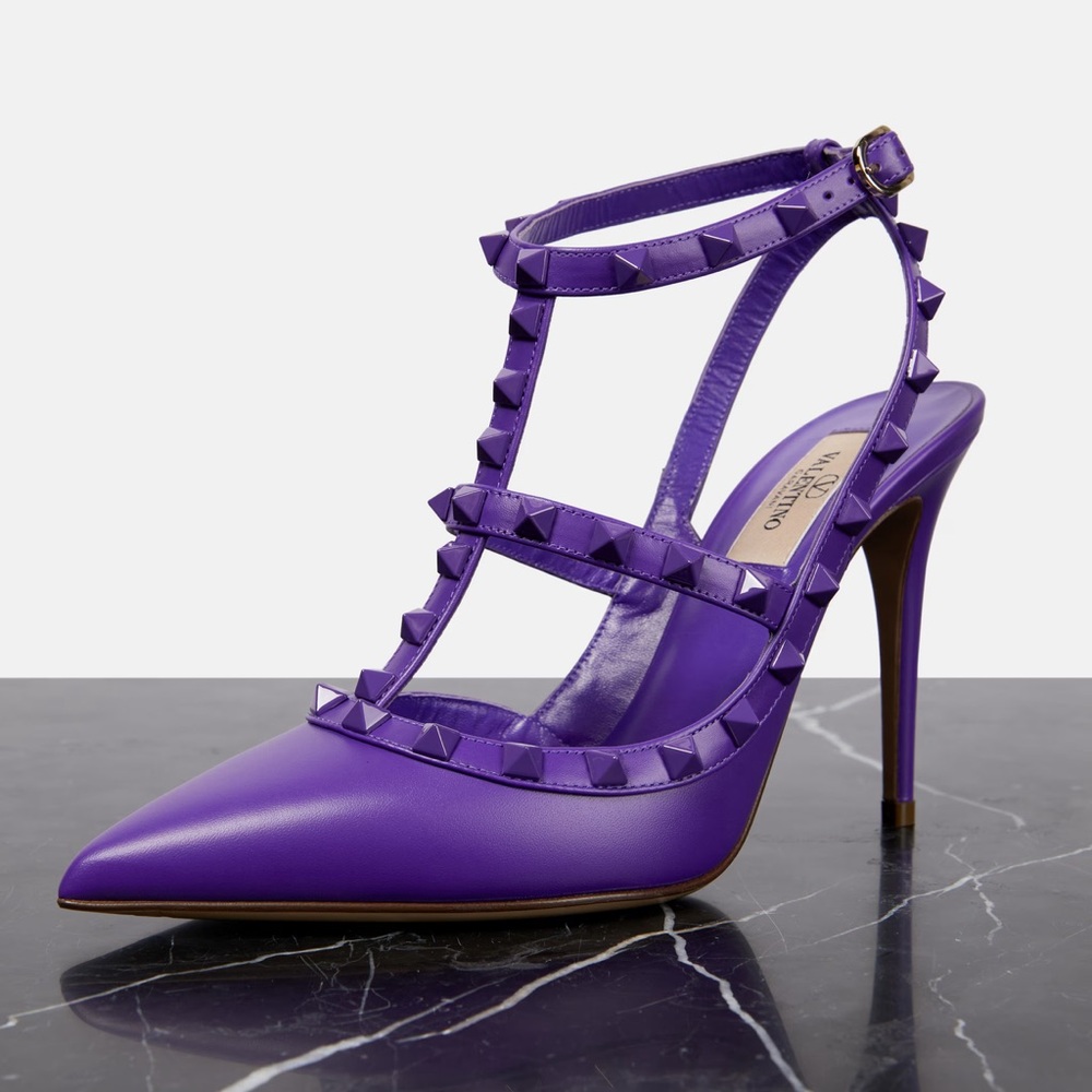 Valentino Purple Rockstuds  Heels Size 40 - Picture 5 of 12